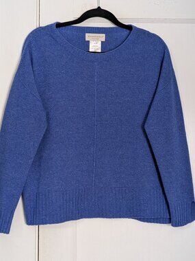 Bianco & Blu Italy Merino Wool Cashmere Blend Sweater Blue Crew Women's Medium